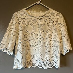 Cute white lace top - says L - fits more small-medium